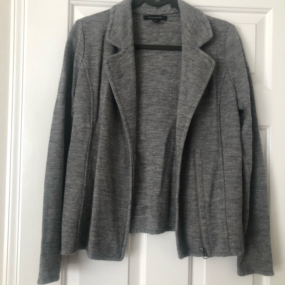 Tahari Wool Zip-up Cardigan